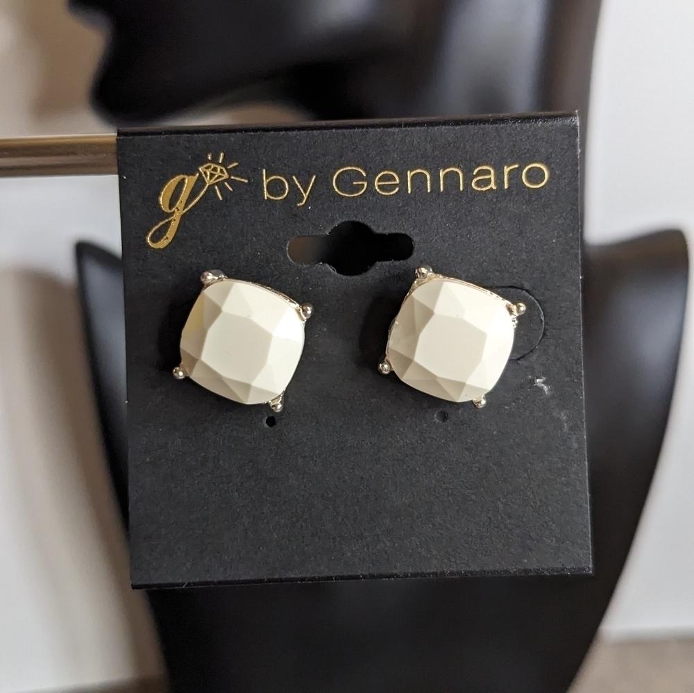 g by Gennaro White‎ Jewel & Silver Tone Earrings